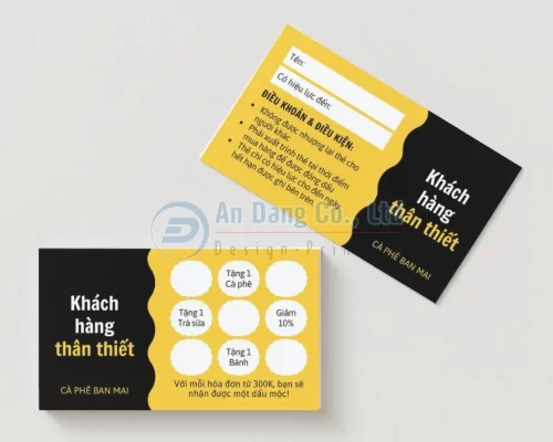 Mẫu thẻ khách hàng thân thiết cho quán cà phê Ban Mai
