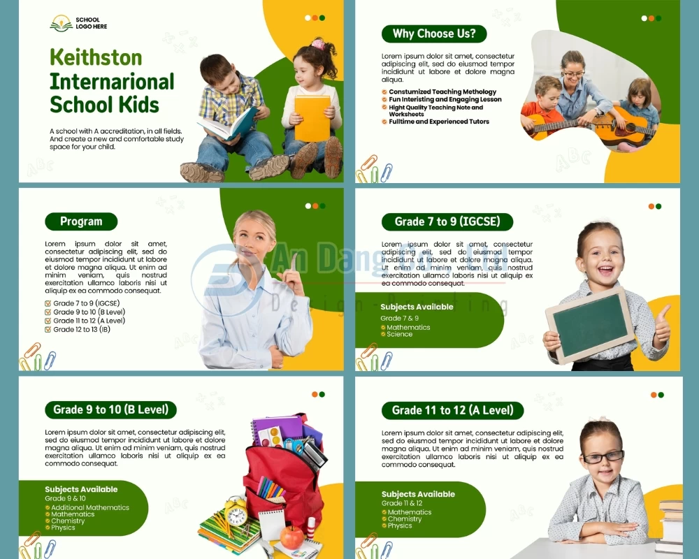 Mẫu catalogue chuyên nghiệp cho trường tiểu học