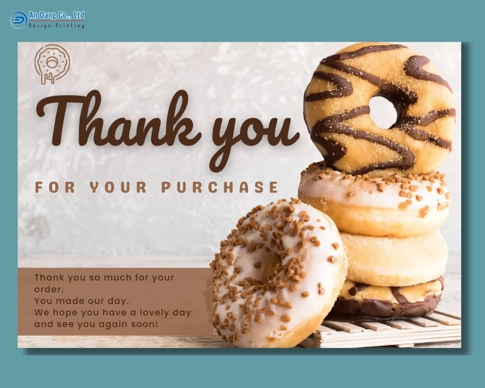 Mẫu thiệp cảm ơn cho tiệm bánh donut