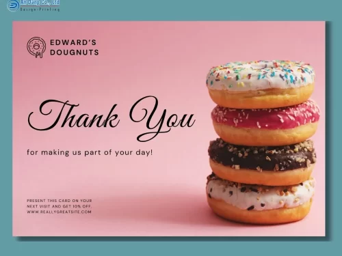Mẫu thank you card cho tiệm bánh donut