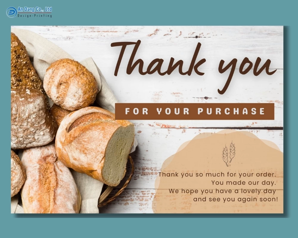 Mẫu card cảm ơn khách hàng cho tiệm bánh mì tây