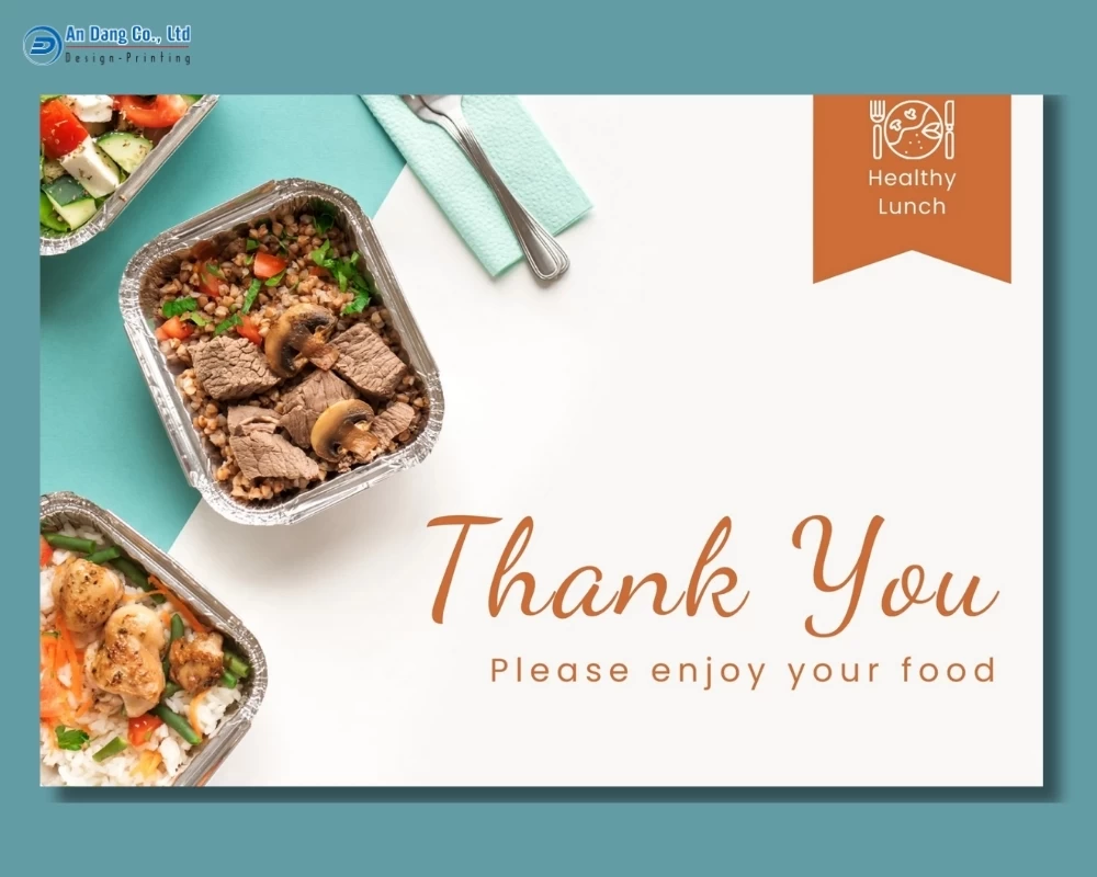 Mẫu thank you card cho quán bán đồ ăn trưa healthy