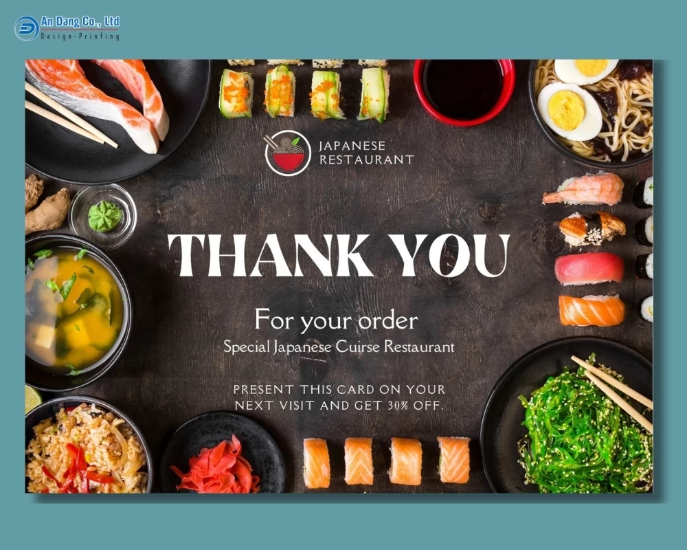 Mẫu thiệp cảm ơn cho nhà hàng Nhật