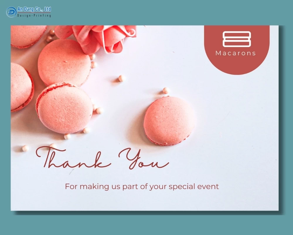 Mẫu thank you card cho tiệm bánh macaron