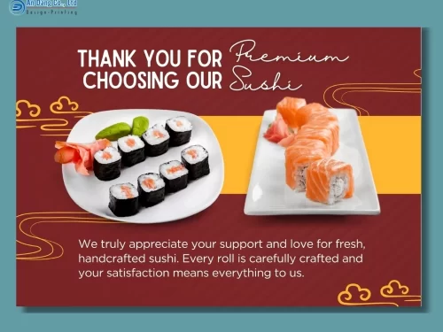 Mẫu thẻ cảm ơn khách hàng cho tiệm sushi