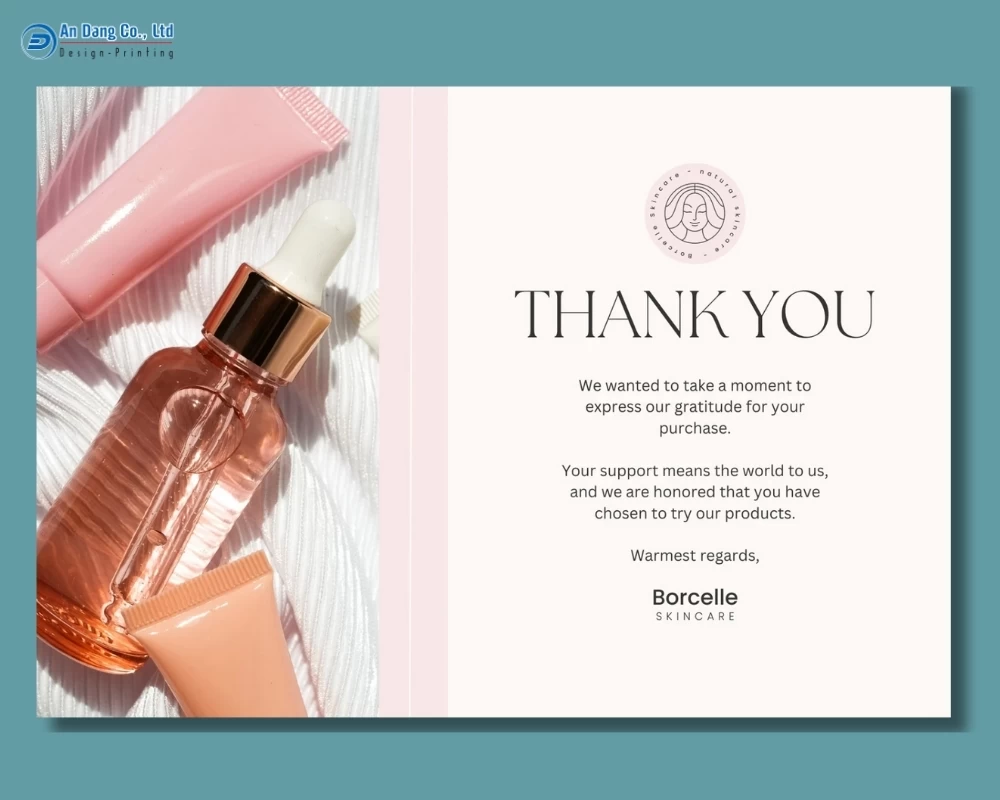 Mẫu thiệp cảm ơn khách hàng cho thương hiệu mỹ phẩm