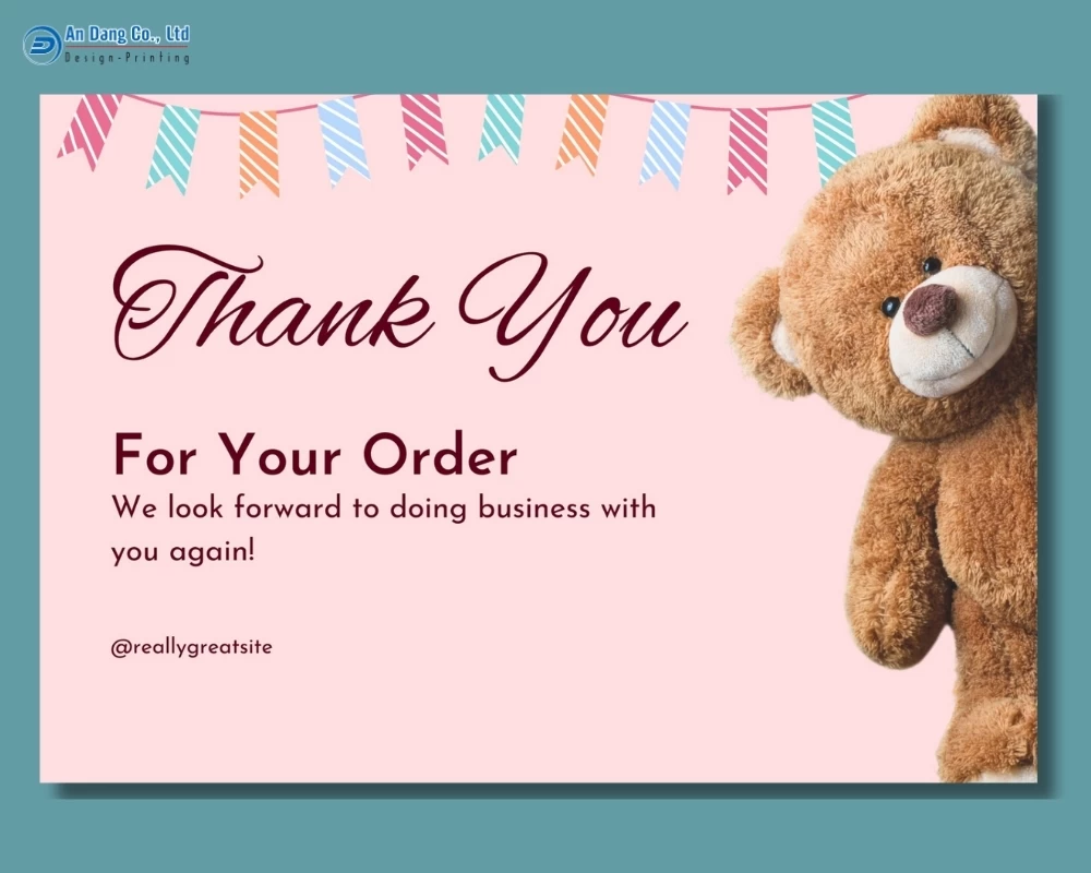 Mẫu card cảm ơn cho cửa hàng gấu bông
