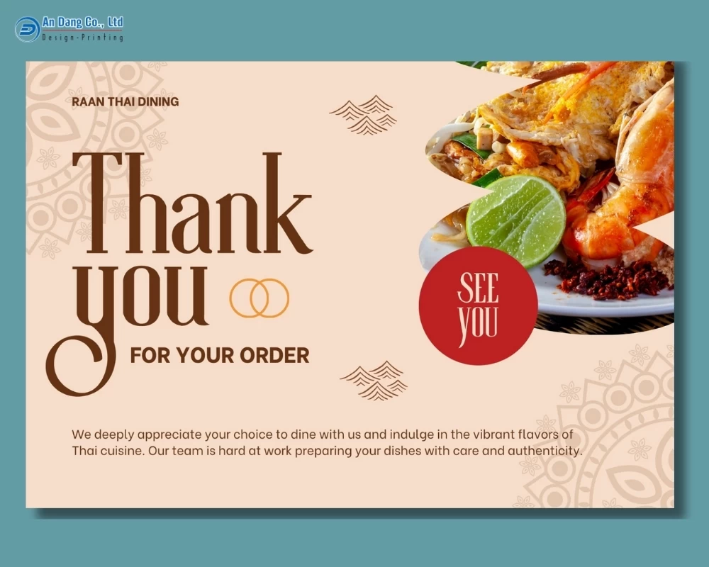 Mẫu thẻ cảm ơn khách hàng cho nhà hàng Thái