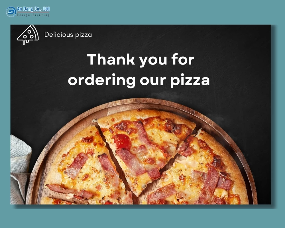 Mẫu thank you card cho tiệm bánh pizza