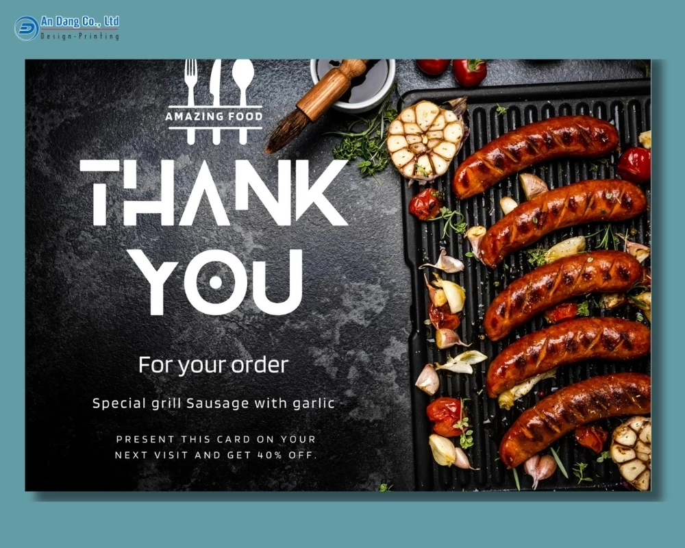 Mẫu thiệp cảm ơn khách hàng cho nhà hàng, quán ăn