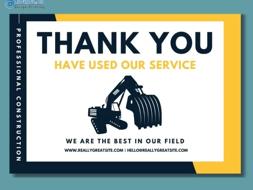 Mẫu thẻ cảm ơn cho doanh nghiệp cho thuê máy xúc