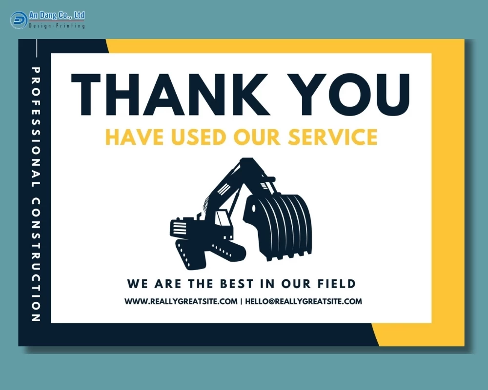 Mẫu thẻ cảm ơn cho doanh nghiệp cho thuê máy xúc