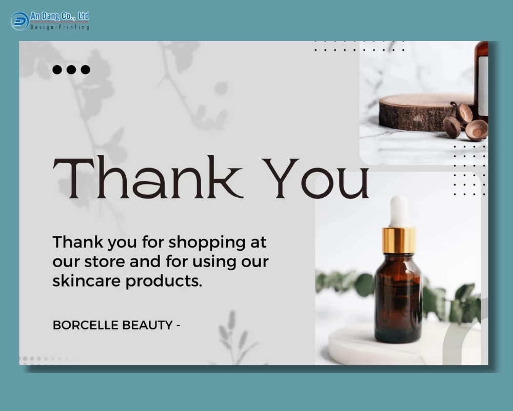 Mẫu thiệp cảm ơn cho thương hiệu mỹ phẩm