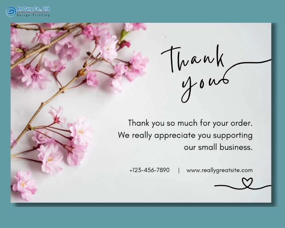 Mẫu thank you card cho tiệm hoa