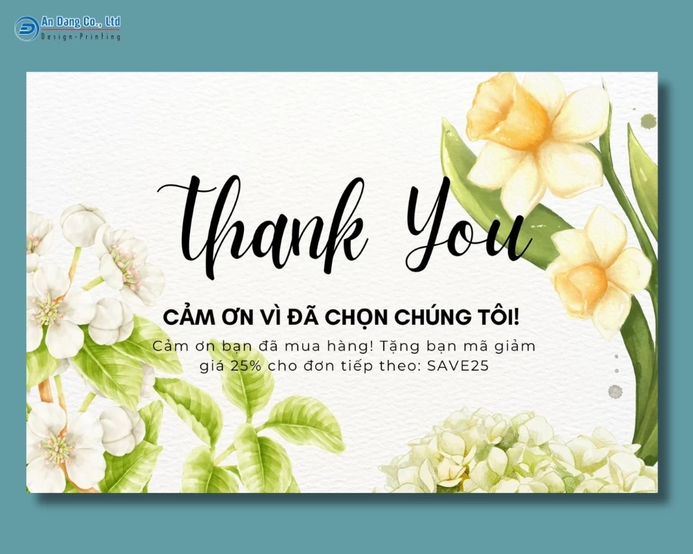 Mẫu thẻ cảm ơn có tích hợp voucher ưu đãi