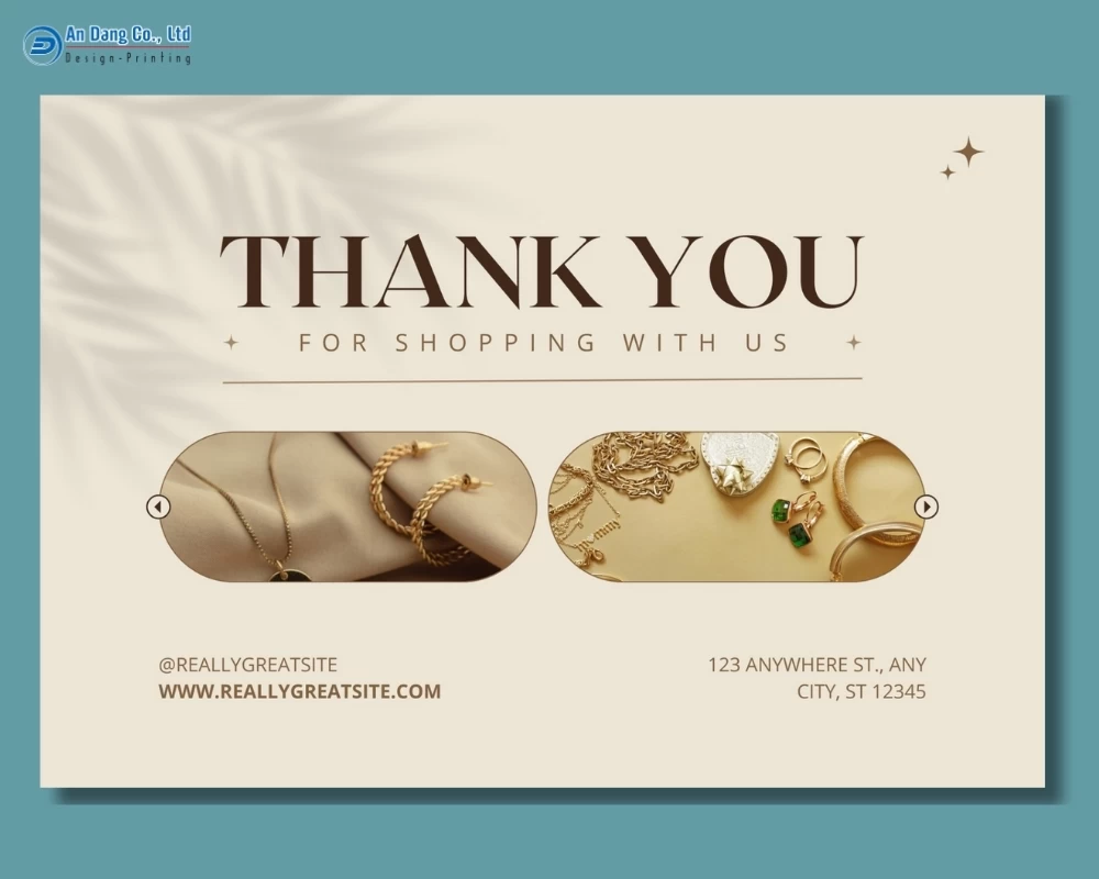 Mẫu thank you card cho tiệm trang sức