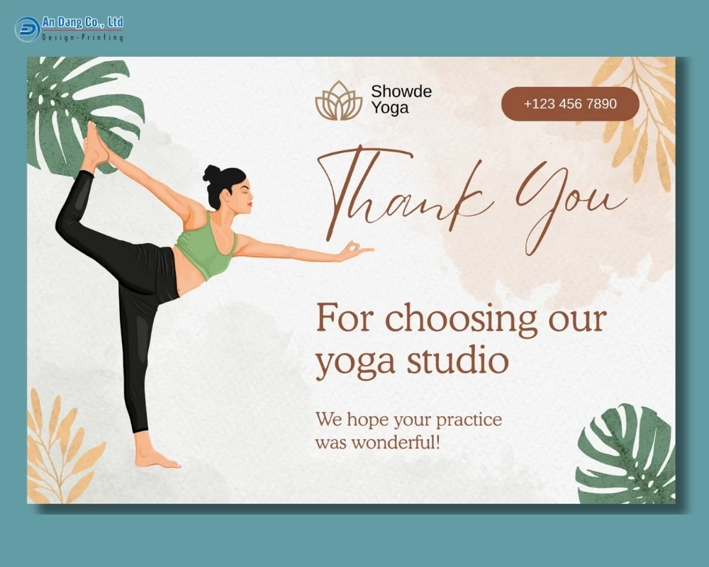 Mẫu thank you card cho trung tâm yoga