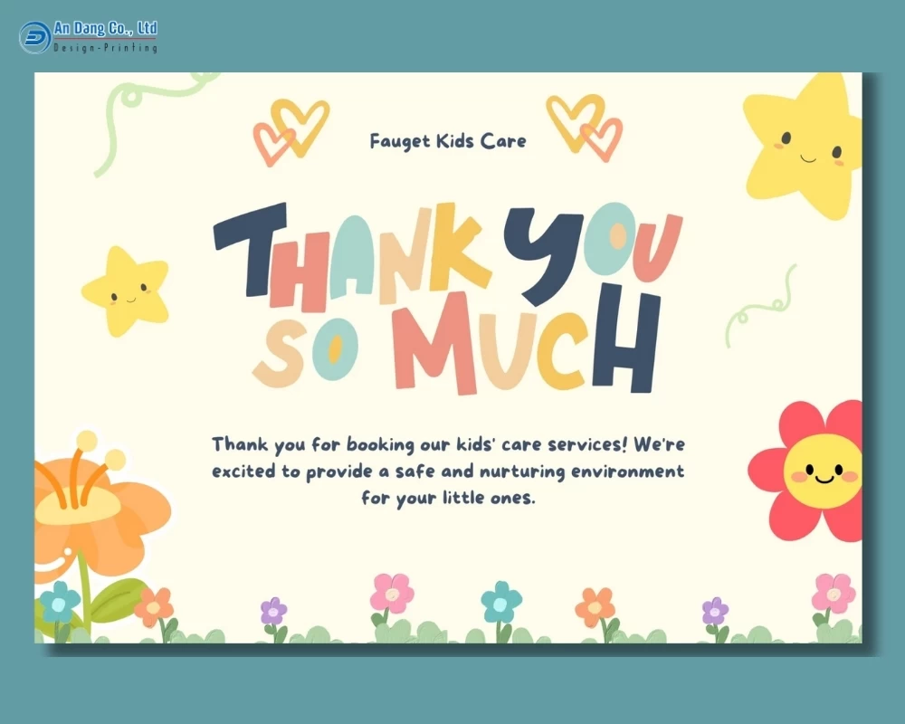 Mẫu card cảm ơn khách hàng theo phong cách dễ thương