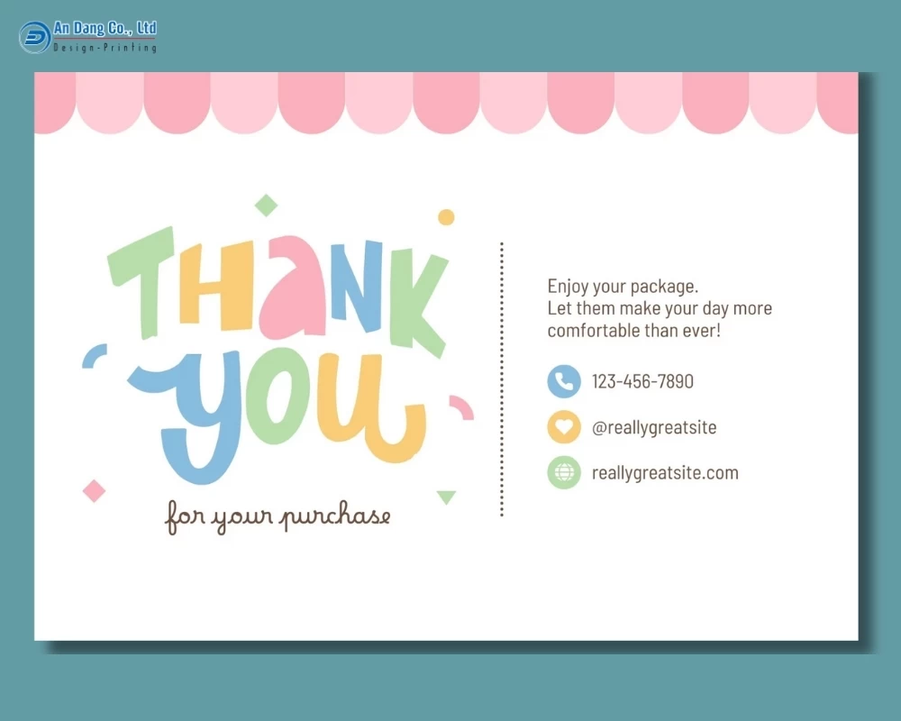 Mẫu card cảm ơn dễ thương