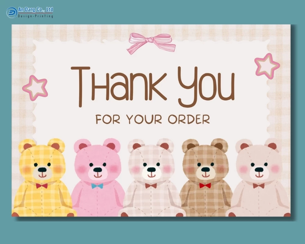 Mẫu thiệp cảm ơn khách hàng cho shop gấu bông