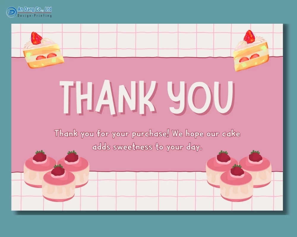 Mẫu thẻ cảm ơn khách hàng cho tiệm bánh ngọt