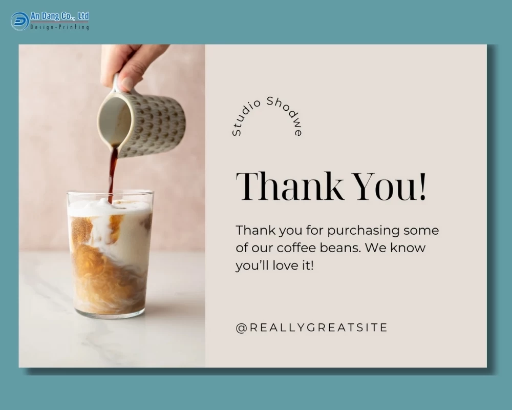 Mẫu thank you card cho shop cà phê