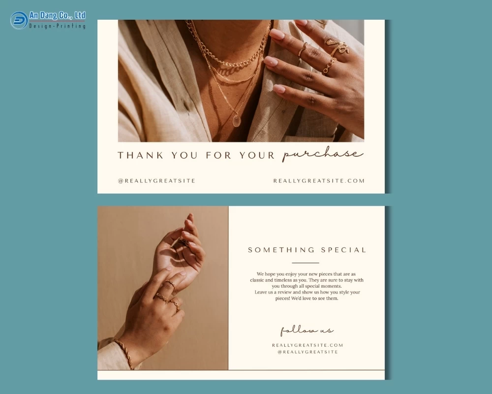 Mẫu thiệp cảm ơn khách hàng cho cửa hàng phụ kiện trang sức