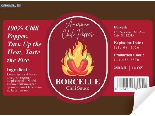 Mẫu tem dán gia vị có cung cấp các thông tin cơ bản