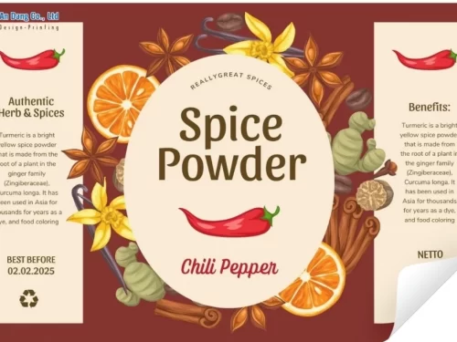 Mẫu tem dán lọ gia vị bột ớt