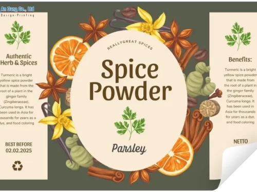 Mẫu tem dán lọ gia vị rau mùi tây