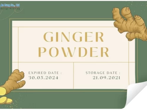 Mẫu tem dán lọ gia vị bột gừng