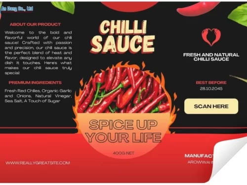 Mẫu nhãn dán chai tương ớt bắt mắt