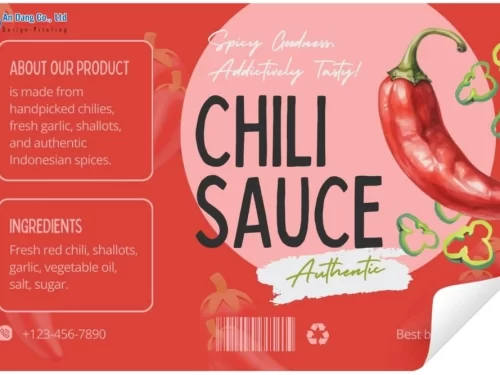 Mẫu nhãn dán chai tương ớt nổi bật