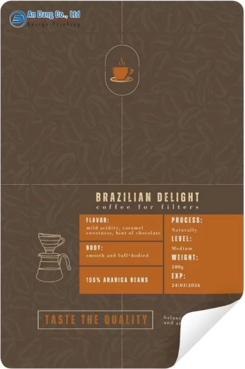 Mẫu tem nhãn coffee cao cấp dạng chữ nhật dọc