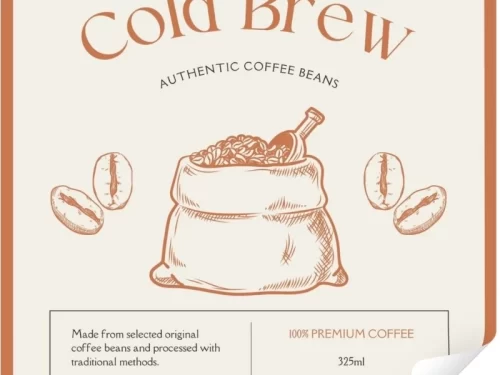Mẫu tem sản phẩm Cold Brew dạng vuông
