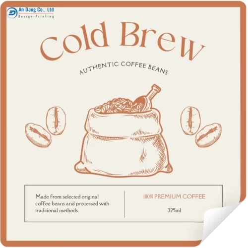 Mẫu tem sản phẩm Cold Brew dạng vuông