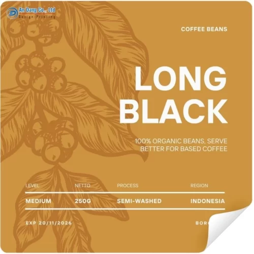 Mẫu tem coffee nguyên chất dạng vuông