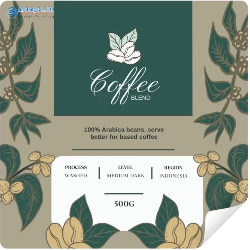 Mẫu tem cà phê Arabica độc đáo dạng vuông