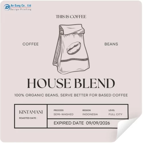 Mẫu nhãn cà phê hạt đơn giản dạng vuông