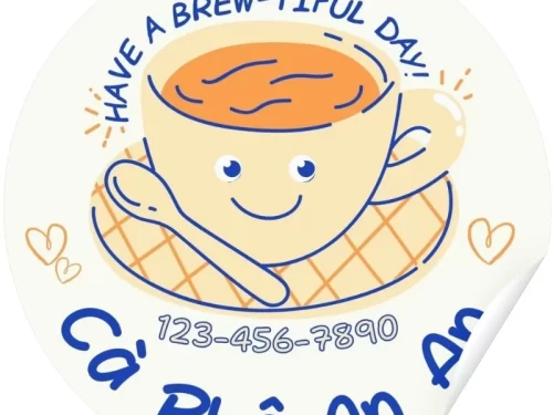 Mẫu tem nhãn coffee đơn giản dạng tròn