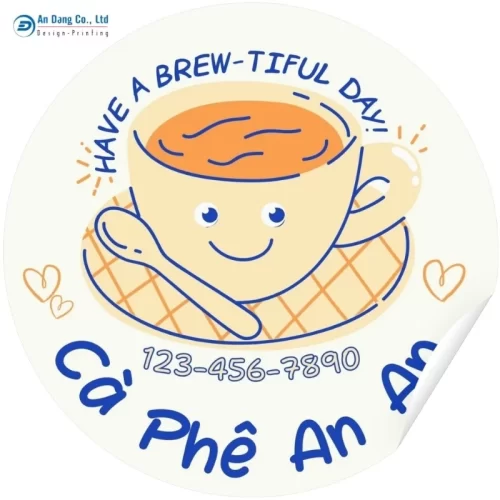 Mẫu tem nhãn coffee đơn giản dạng tròn