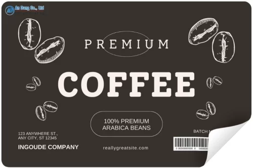 Mẫu tem coffee cao cấp dạng chữ nhật ngang