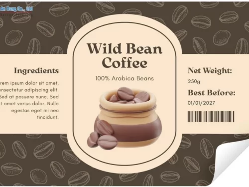 Mẫu tem cà phê hạt Arabica nổi bật dạng chữ nhật ngang
