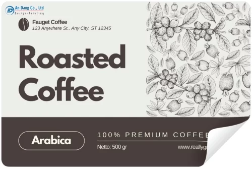 Mẫu tem cà phê Arabica cao cấp dạng chữ nhật ngang