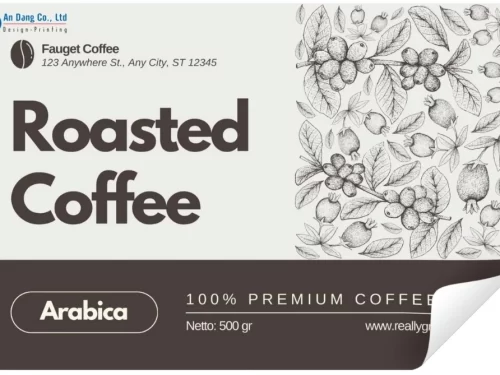 Mẫu tem cà phê Arabica cao cấp dạng chữ nhật ngang