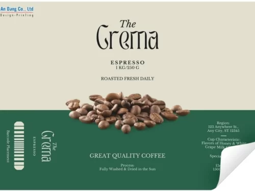 Mẫu tem nhãn cà phê Espresso độc đáo, bắt mắt dạng chữ nhật ngang
