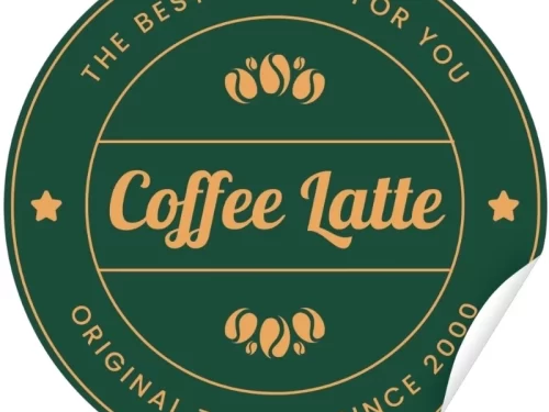Mẫu tem coffee latte dạng tròn