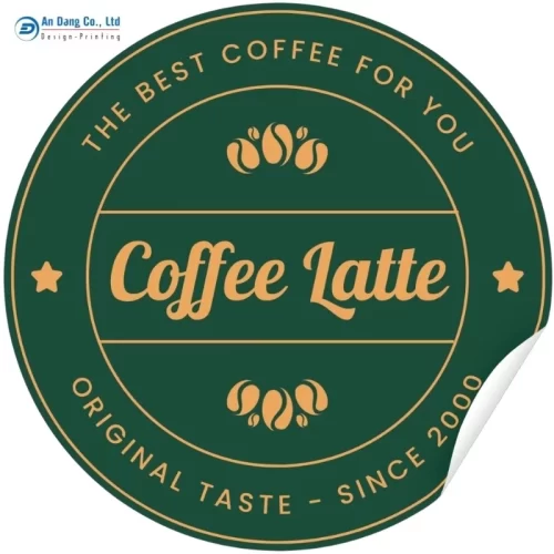 Mẫu tem coffee latte dạng tròn