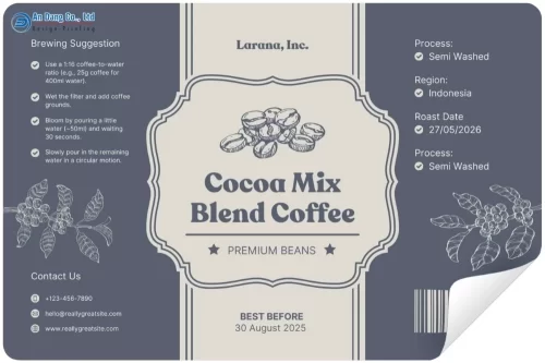 Mẫu tem coffee độc lạ, đẹp mắt dạng chữ nhật ngang