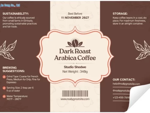 Mẫu tem nhãn cà phê Arabica chuyên nghiệp dạng chữ nhật ngang